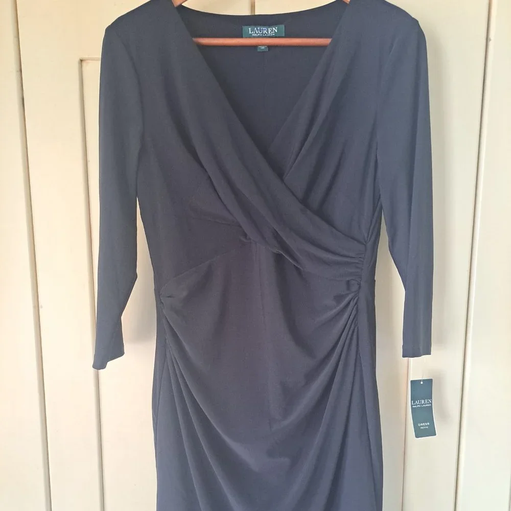 NWT Lauren Ralph Lauren women's black surprise sheath dress Size 10P - Picture 7 of 10
